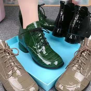 2022 Новые женские ботинки Модные Ботильоны из Искусственной кожи Осенняя Женская Обувь Мотоциклетные ботинки 