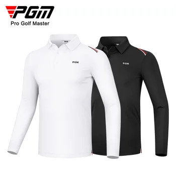 Мужская футболка для гольфа PGM с длинными рукавами, зимняя рубашка поло, одежда для гольфа, мужская одежда YF489 Изображение
