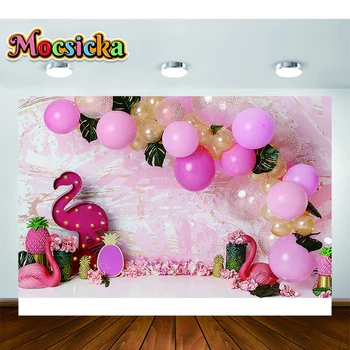 Mocsicka детский фон на первый день рождения для девочек и мальчиков, воздушный шар, торт для душа, вечеринка, фотографический фон, декор, баннер Изображение
