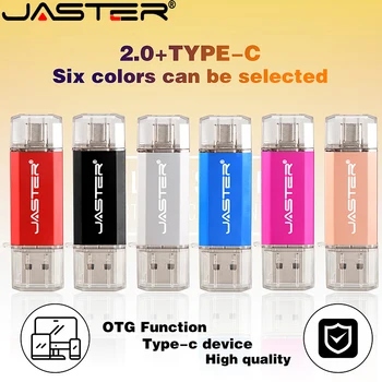 JASTER 2.0 Type C USB Флэш-накопители 64 ГБ 2 в 1 с двойным разъемом Флэш-диск 32 ГБ 16 ГБ OTG Флеш-накопитель 8 ГБ 4 ГБ Подходит для компьютера Телефона Изображение