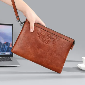 WILLIAMPOLO Мужской кошелек-клатч из натуральной кожи, портмоне для монет, Длинная модная мужская сумка в деловом стиле, сумки для карточек, Программная сумка для ключей Изображение