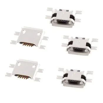 5 Шт. Разъем Micro USB Type B с разъемом 180 градусов, 5-контактный разъем SMD SMT Jack Изображение