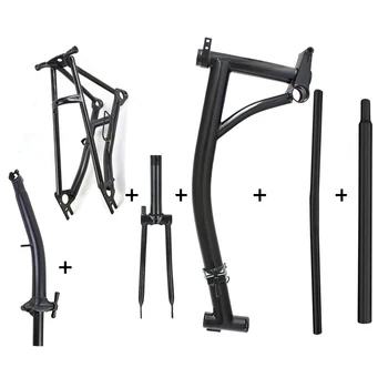 Складные велосипедные запчасти Высококачественная Титановая Складная Велосипедная рама черного цвета 16 Дюймов Изображение