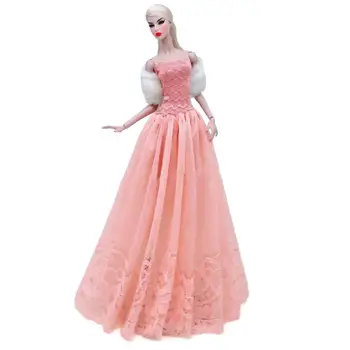 Модное Оранжевое платье Принцессы с открытыми плечами 1/6 BJD, Одежда для куклы Барби, Комплект одежды, Вечернее платье, Аксессуары для кукол 30 см Изображение