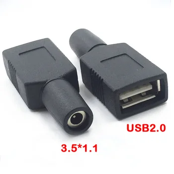 Разъем постоянного тока 3,5 × 1,1 к разъему USB 2,0 Разъем питания постоянного тока Разъем адаптера для ноутбука 3,5 * 1,1 мм Черного цвета Изображение