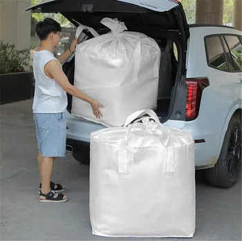Белая сверхпрочная сумка-тоут Большой емкости для хранения, сумки для переезда, Тканевое одеяло, Чемодан, Упаковочный пакет, Домашний Органайзер Изображение