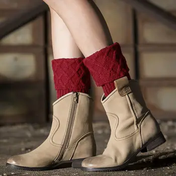 Женские Теплые Вязаные Крючком Короткие носки Гетры для ботинок Изображение