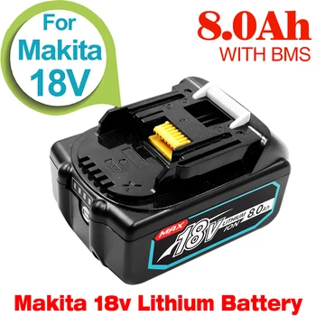 Аккумуляторная Батарея Электроинструмента 18V 6.0Ah для 100% Оригинального Makita LXT BL1860B BL1860 BL1850 BL 1830 Со светодиодной литий-ионной Заменой Изображение