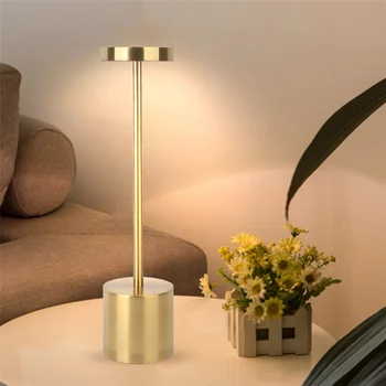 Светодиодные настольные лампы с регулируемой яркостью для бара, Беспроводная сенсорная Прикроватная лампа для кофейни, USB Перезаряжаемый Атмосферный Ночник для домашнего декора Изображение