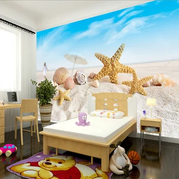 beibehang детская комната средиземноморские ракушки papel de parede 3d тв фон обои для стен 3 d papier peint Изображение