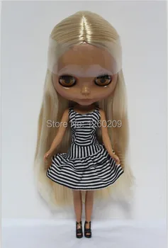 Высококачественная кукла Neo, кукла из черной кожи со светло-золотистыми длинными волосами (подходит для индивидуального дизайна и коллекции) Изображение