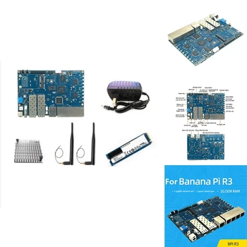 Для Banana PI BPI-R3 MT7986 2 ГБ + 8 ГБ EMMC 2XSFP Плата разработки маршрутизатора с 256G SSD + Радиатор + 2Xantennas + Мощность Изображение