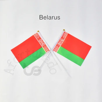 Белорусский флаг 14 *21 см, 10 штук, размахивающий флагом, национальный флаг для встречи, парада, вечеринки.Подвешивание, украшение Изображение