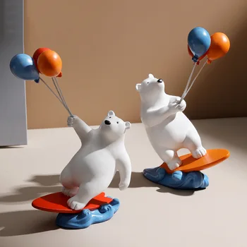 Креативное украшение для серфинга в виде мишки на воздушном шаре, Гостиная, ТВ-шкаф, Детская комната, Украшение рабочего стола, домашнее мягкое украшение Изображение