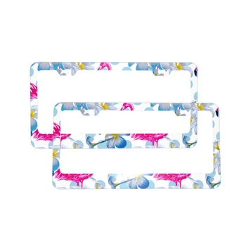 Рамки для номерных знаков с цветочным рисунком Фламинго, набор из 2 алюминиевых чехлов для автомобильных бирк, держатели для авто, Стандарт автомобиля 12 