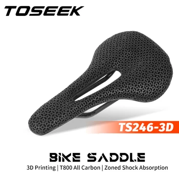 TOSEEK MTB 3D Печатное Велосипедное Седло Из Углеродного Волокна, Сверхлегкое Полое Удобное Дышащее Горное Дорожное Велосипедное Сиденье, Запчасти Для Велоспорта Изображение