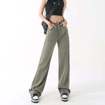 Новые Джинсовые Широкие брюки Tess Lyocell 2023, Женские Летние Обвисшие Тонкие Свободные Брюки с прямыми Штанинами из Ледяного Шелка Изображение