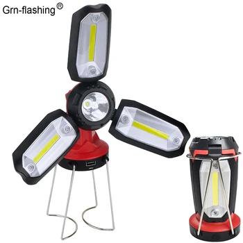 3 в 1 Уличный портативный фонарь USB Перезаряжаемая походная лампа для палатки, альпинизма, пешего туризма, рыбалки, аварийный фонарик Изображение