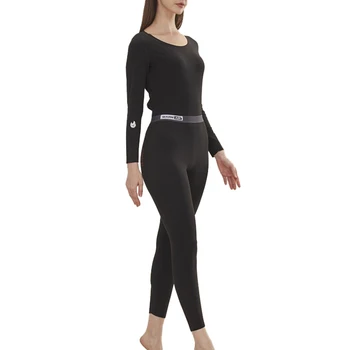 1 Комплект Женского термобелья, антистатическая однотонная пижама с длинным рукавом Изображение