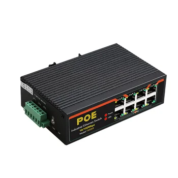 8 Портов промышленного класса, коммутатор Fast Ethernet 10/100 Мбит/с, сетевой адаптер POE, коммутатор типа DIN-рейки, сеть RJ45 Lan Изображение