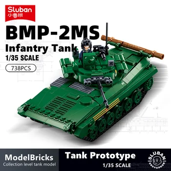Sluban Строительный Блок Игрушки BMP-2MS 3 В 1 Пехотный Танк 738 шт. Кирпичи B1136 Совместимы С конструкторами ведущих брендов Изображение