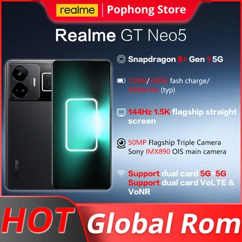 Глобальная Встроенная память Realme GT Neo 5 5G Мобильный телефон с 6,74-дюймовым дисплеем 144 Гц Snapdragon 8 + Plus Ocat Core 240 Вт/150 Вт Быстрая зарядка Изображение