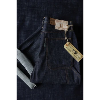 Плотничьи брюки BOB DONG из плотницкой ткани с двойным коленом в тяжелом весе, джинсовые брюки-регистраторы цвета Индиго Изображение