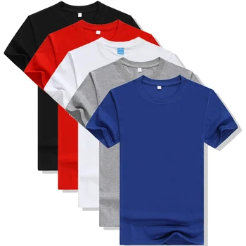 A2122 Простой креативный дизайн, линейка однотонных футболок, Новое поступление, Летняя мужская футболка с коротким рукавом Изображение