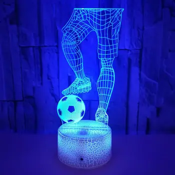 Играть в футбол 3d лампа светодиодный ночник для украшения спальни красочная USB настольная лампа Домашний декор Подарок на День рождения и Рождество для детей мальчиков Изображение