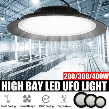 Светодиодный Свет Высокого залива 200 Вт 300 Вт 500 Вт Промышленное Освещение Высокой Яркости 6500K Мастерская Склад Гараж Светодиодный Светильник UFO AC220V Изображение