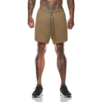 Мужские шорты для фитнеса и бодибилдинга, мужские летние шорты для тренировок, мужская Дышащая быстросохнущая спортивная одежда для бега трусцой, Пляжные короткие брюки Изображение