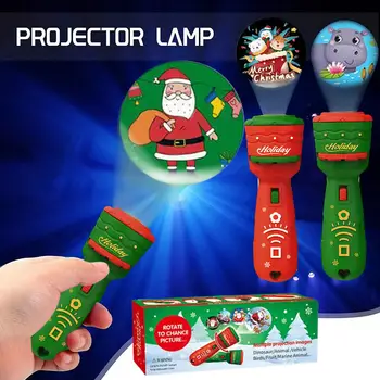 Рождественская проекционная лампа Креативный светодиодный фонарик-Проектор Детские игрушки Для украшения комнаты Мультяшные Детские Подарочные декоративные лампы Изображение
