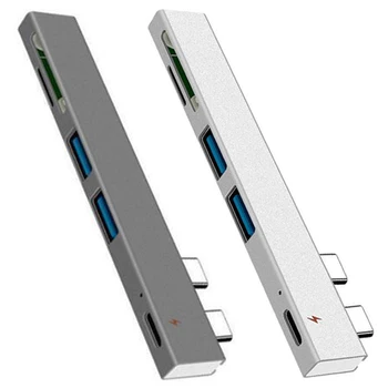 Алюминиевый Концентратор USB C 5 в 1 с устройством чтения карт SD/TF USB 3,0 Type C PD Адаптер для Зарядки для Портативных ПК Apple MacBook Pro Extender Изображение
