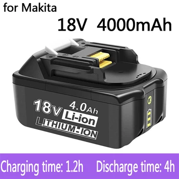 100% Оригинальный Аккумулятор Makita 18V 4000mAh Для Электроинструментов Makita со светодиодной литий-ионной Заменой LXT BL1860B BL1860 BL1850 Изображение