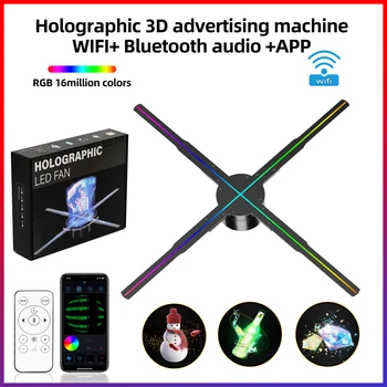 50-сантиметровый 3D-проектор с голограммой, Wifi APP control, светодиодный дисплей, знак, логотип, вентилятор с голограммой, настенная рекламная машина, настенный Изображение