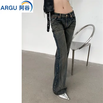 Прямые женские джинсы в стиле хип-хоп, Harajuku, Рваные Мешковатые Повседневные Брюки-карго, женские Свободные Джинсовые брюки Y2K, корейская мода, ropa mujer Изображение
