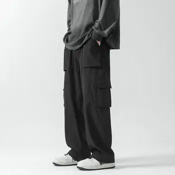 Уличная одежда, Мужские Брюки-карго, брюки Harlan с несколькими карманами, Повседневные мужские брюки-джоггеры в стиле хип-хоп, Модные повседневные спортивные брюки Большого размера Изображение