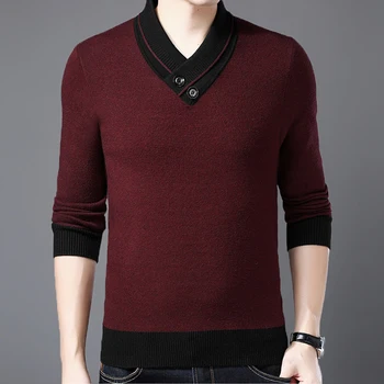 мужской свитер с V-образным вырезом и длинным рукавом 2023, новая весенне-осенняя модная мужская одежда, вязаные свитера zde1767 Изображение