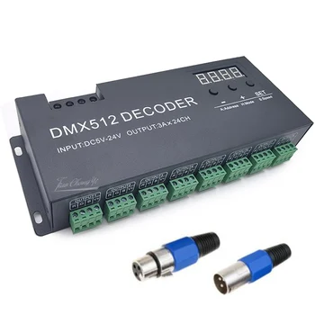 DMX512 Декодер 24 Канала с Цифровым Дисплеем 72A Диммер PWM Драйвер DC5V-24V 24CH RGB Лента Контроллер Освещения Изображение
