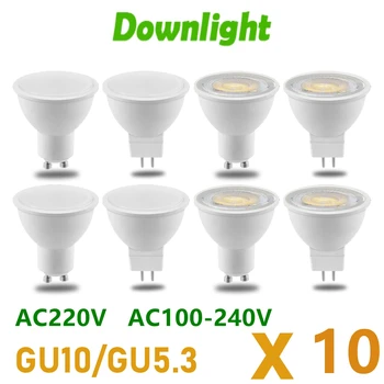 10 шт. светодиодный энергосберегающий прожектор GU10 GU5.3 AC120V AC220V без стробоскопа теплый белый свет 3 Вт-8 Вт может заменить 30 Вт 50 Вт галогенную лампу Изображение