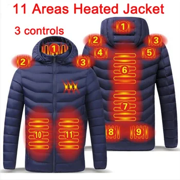 11 Places Heated Jacket Men Women Thermal Clothing Hunting Vest Winter Heating Jacket chaleco calefactable куртка с подогревом Изображение