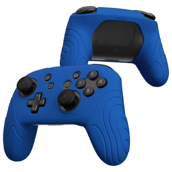 Эргономичный силиконовый защитный чехол PlayVital Samurai Edition для контроллера Nintendo Switch Pro с ручками для большого пальца - синий Изображение