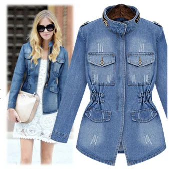 2023, осенне-зимняя универсальная женская джинсовая куртка в стиле ретро, Женские Тонкие куртки с длинным рукавом для женщин Изображение