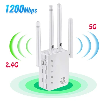Беспроводной WiFi удлинитель 5 ГГц, Wi Fi Ретранслятор 1200 Мбит/с, Сетевой усилитель 802.11ac, Wi-Fi Repetidor с дальним радиусом действия Изображение
