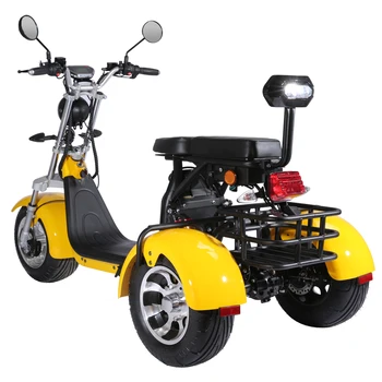 Желтый электрический мотоцикл в натуральную величину, изготовленный на заказ трехколесный электрический скутер 60 В, мотоцикл электрический Изображение