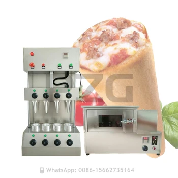 4 Формы Конусная машина для пиццы из нержавеющей стали С вращающейся духовкой Коммерческие машины Для приготовления пиццы Изображение