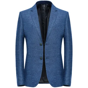 2021 новый синий облегающий блейзер на двух пуговицах, повседневная вертикальная полоса, плюс размер, свадебный деловой костюм высокого качества, маленькое пальто S-4XL Изображение